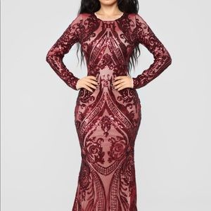 Burgundy sequin gown